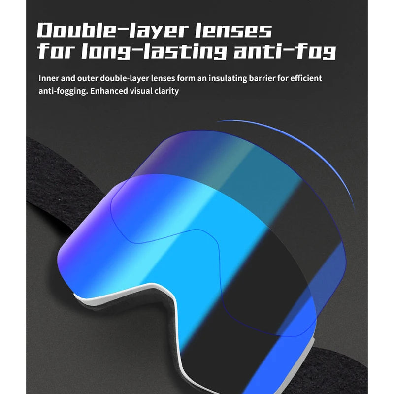 Full Blue Revo Snowboard OTG Ski Goggles Over Glasses Frameless 100% UV Protection Anti Fog Unisex Snow Winter Goggles
