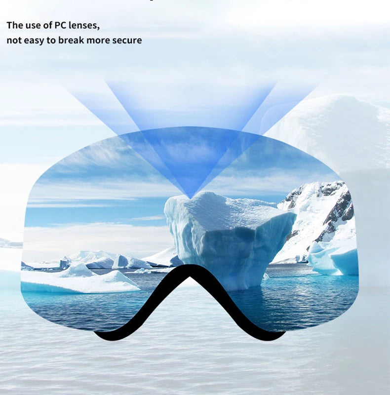 Full Blue Revo Snowboard OTG Ski Goggles Over Glasses Frameless 100% UV Protection Anti Fog Unisex Snow Winter Goggles