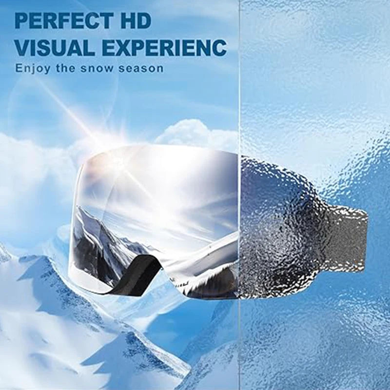 Full Blue Revo Snowboard OTG Ski Goggles Over Glasses Frameless 100% UV Protection Anti Fog Unisex Snow Winter Goggles