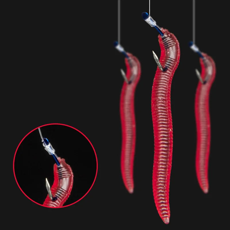 Red Worm Fishing Silicone Lures