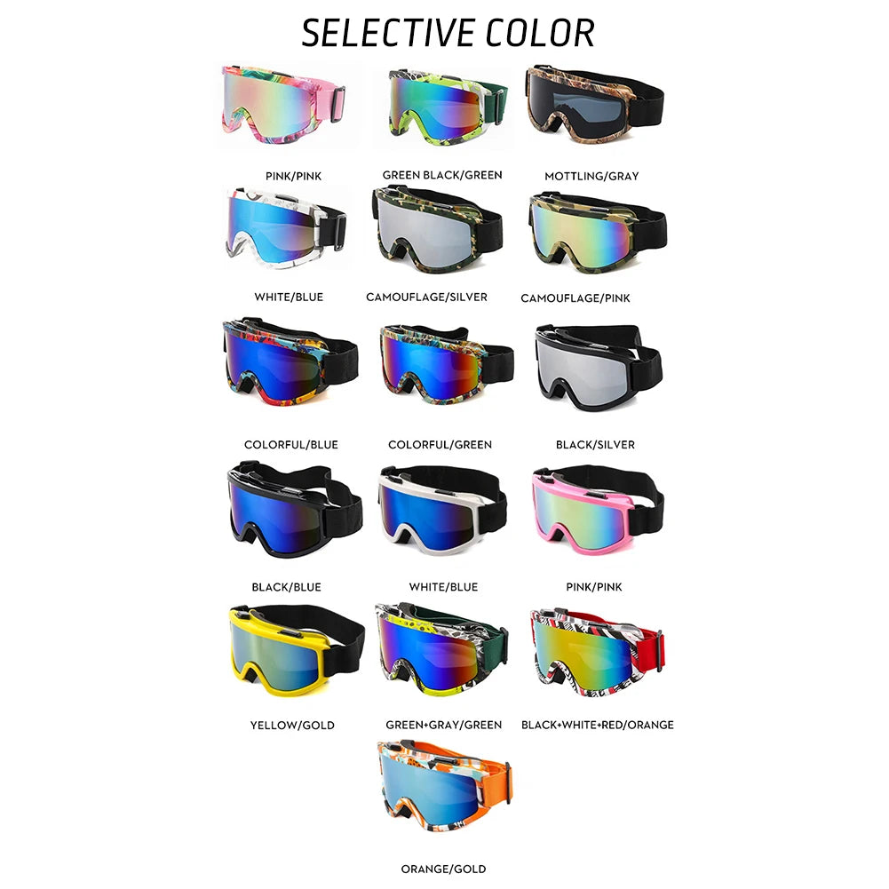 Large Frame Ski Goggles With Colorful Lens