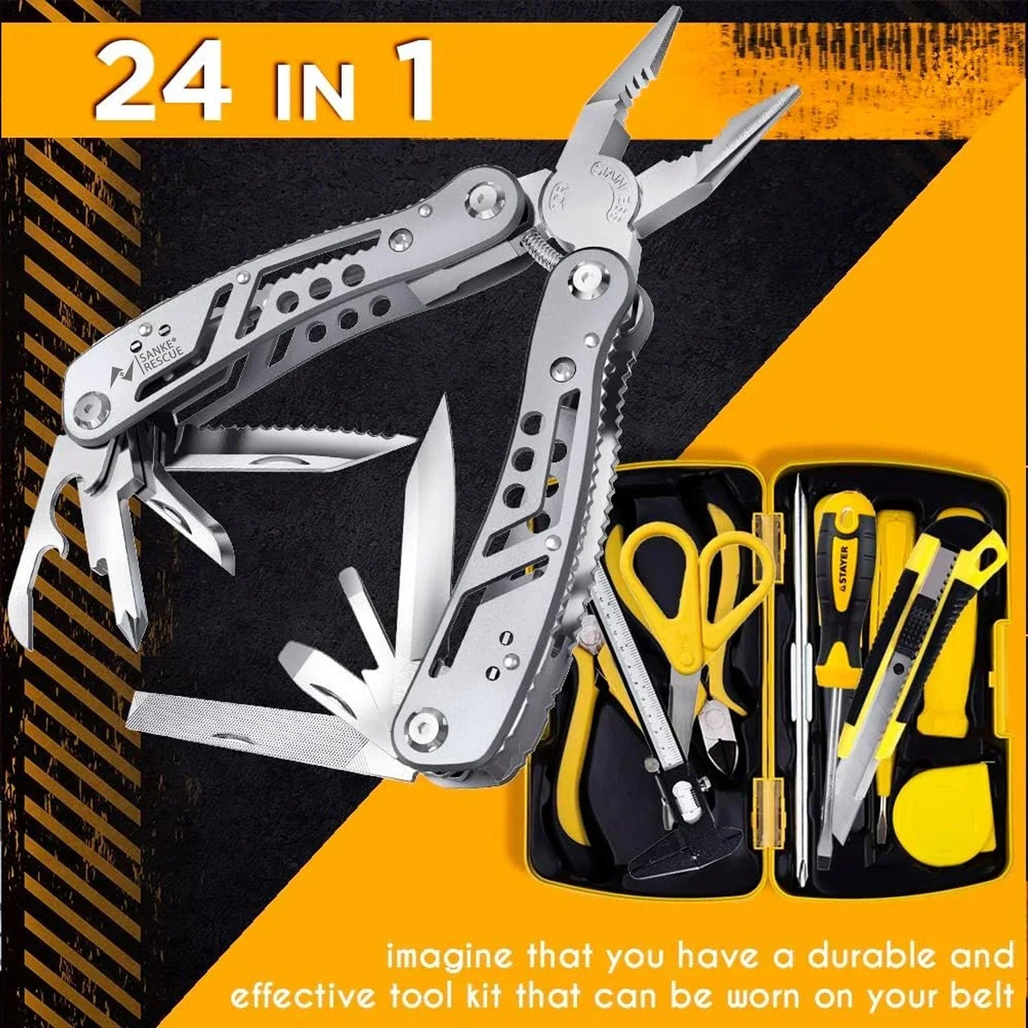 24-in-1 Multitool Professional Survival Camping and Hunting Tool