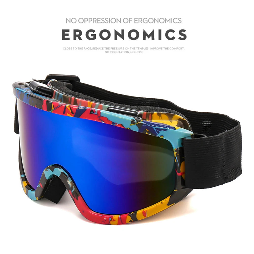 Large Frame Ski Goggles With Colorful Lens