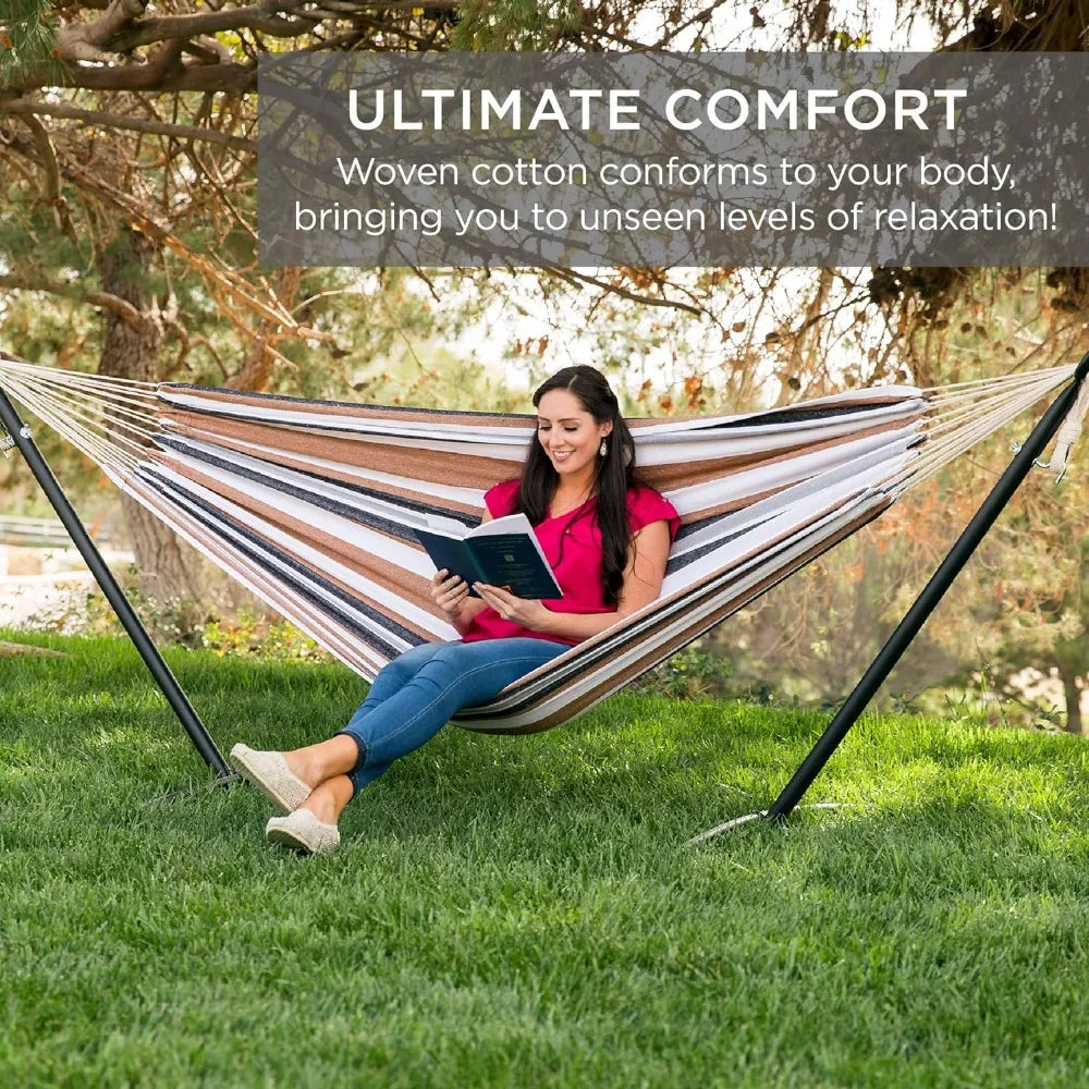 Outdoor Double Hammock with Steel Stand