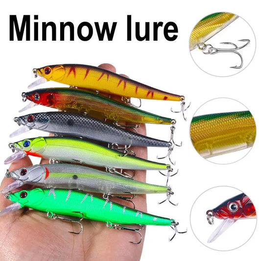 Professional Minnow Lure With Three Hooks